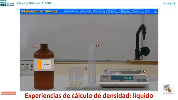 Laboratorio virtual. Cálculo de la densidad de un líquido