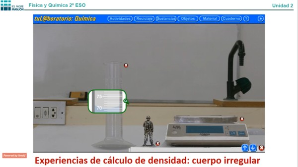 Laboratorio virtual. Cálculo de la densidad de un cuerpo irregular.
